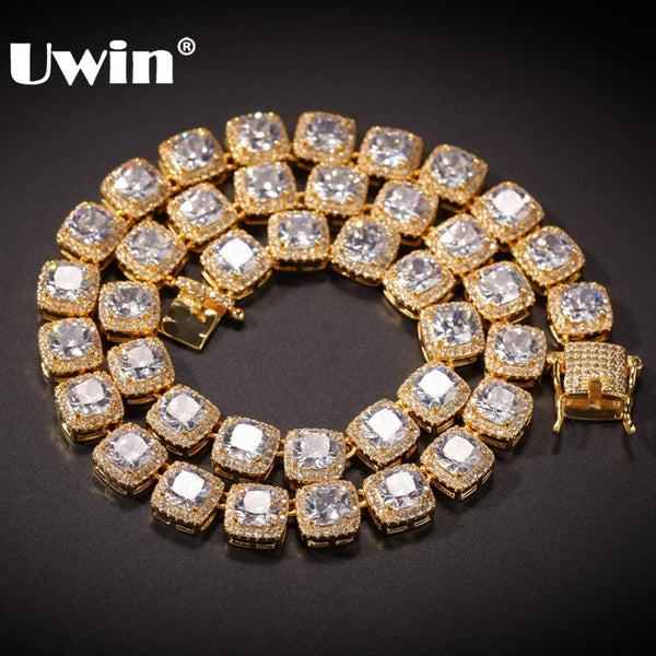 UWIN Square Cubic Zirconia Tennis Chains Top Quality Hiphop Necklace Luxury Full Iced Out CZ Jewelry For Men Women Drop Shipping