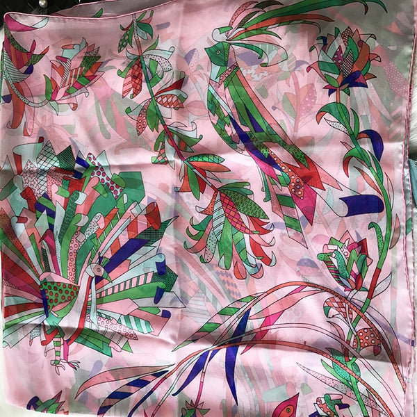 2018 new style women summer silk scarf flower print large shawl