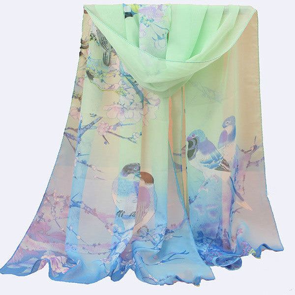 2019 New Fashion Womens Ladies Medium Long Chiffon Stole Scrawl Flower Printed Soft Scarf