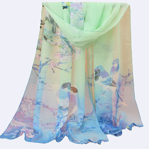 2019 New Fashion Womens Ladies Medium Long Chiffon Stole Scrawl Flower Printed Soft Scarf