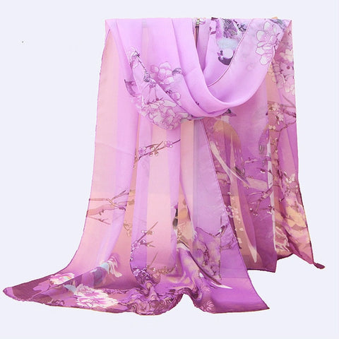 2019 New Fashion Womens Ladies Medium Long Chiffon Stole Scrawl Flower Printed Soft Scarf
