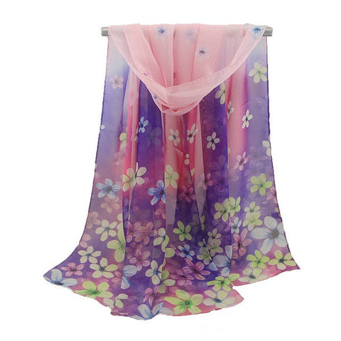 2019 New Fashion Womens Ladies Medium Long Chiffon Stole Scrawl Flower Printed Soft Scarf