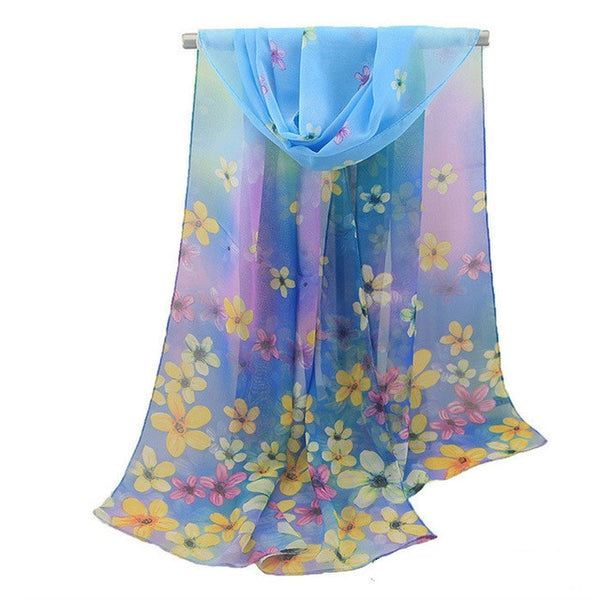 2019 New Fashion Womens Ladies Medium Long Chiffon Stole Scrawl Flower Printed Soft Scarf
