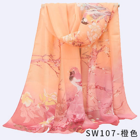 2019 New Fashion Womens Ladies Medium Long Chiffon Stole Scrawl Flower Printed Soft Scarf