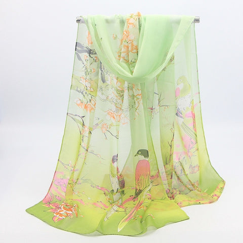 2019 New Fashion Womens Ladies Medium Long Chiffon Stole Scrawl Flower Printed Soft Scarf