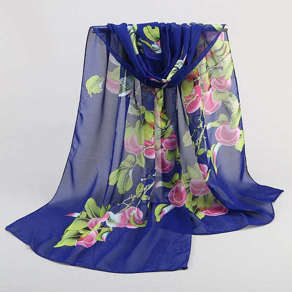 2019 New Fashion Womens Ladies Medium Long Chiffon Stole Scrawl Flower Printed Soft Scarf