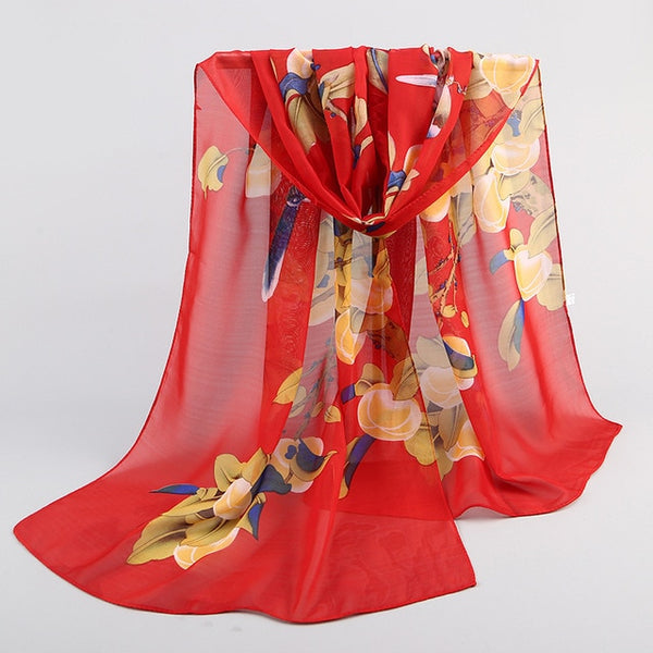 2019 New Fashion Womens Ladies Medium Long Chiffon Stole Scrawl Flower Printed Soft Scarf