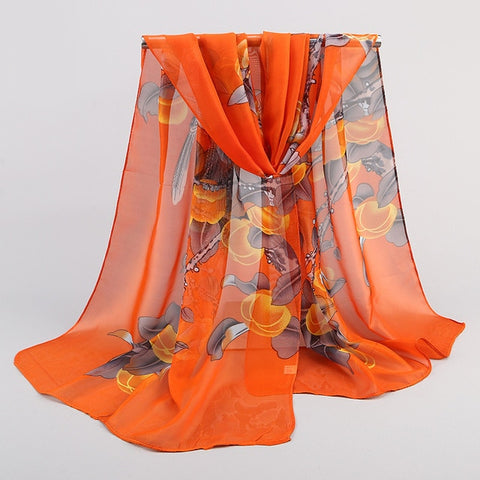2019 New Fashion Womens Ladies Medium Long Chiffon Stole Scrawl Flower Printed Soft Scarf