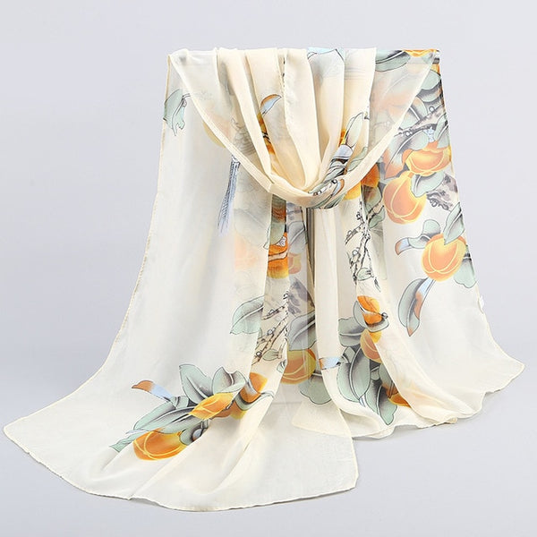 2019 New Fashion Womens Ladies Medium Long Chiffon Stole Scrawl Flower Printed Soft Scarf