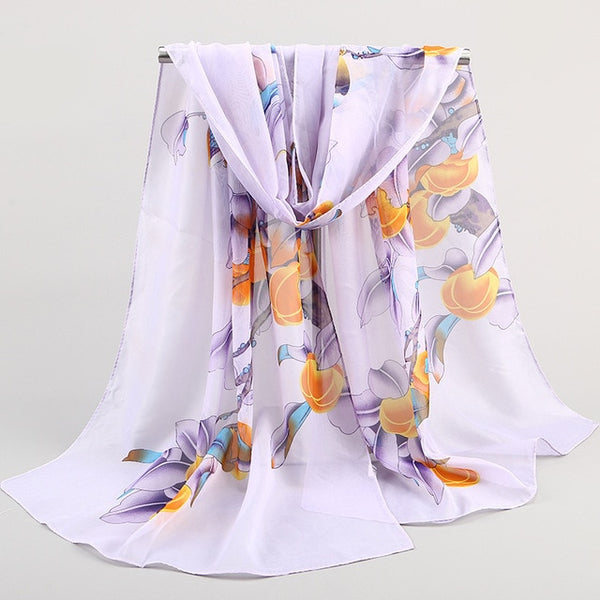 2019 New Fashion Womens Ladies Medium Long Chiffon Stole Scrawl Flower Printed Soft Scarf