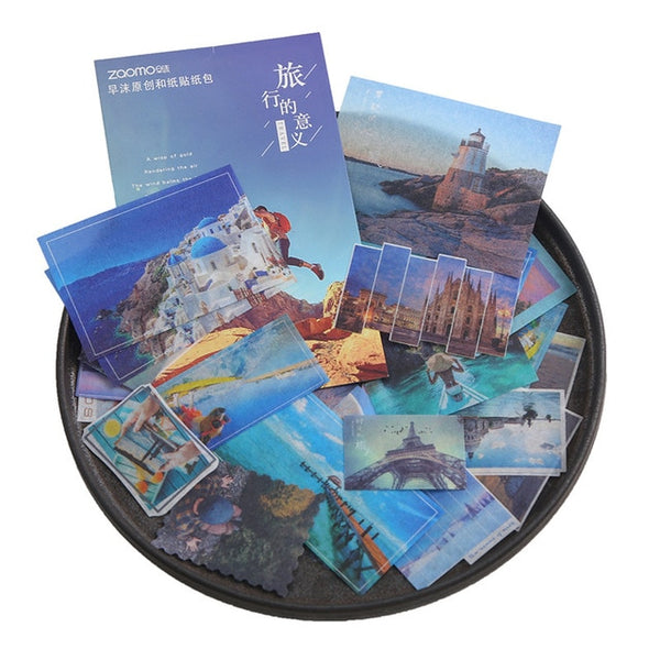Mohamm Travel Series and Paper Sticker Pack Handbook Journal Diary Decorative Sticker Paper Scrapbooking Diy Craft Stationery