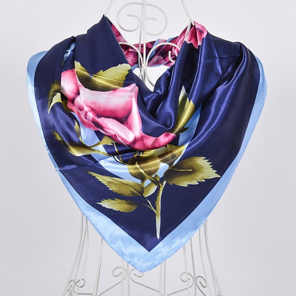 New Style Snakeskin Pattern Square Scarves Wraps Printed Hot Sale Women Pink Blue Silk Scarf Shawl Unisex Muslim Silk Muffler
