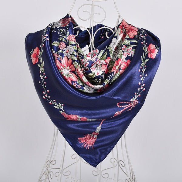 New Style Snakeskin Pattern Square Scarves Wraps Printed Hot Sale Women Pink Blue Silk Scarf Shawl Unisex Muslim Silk Muffler