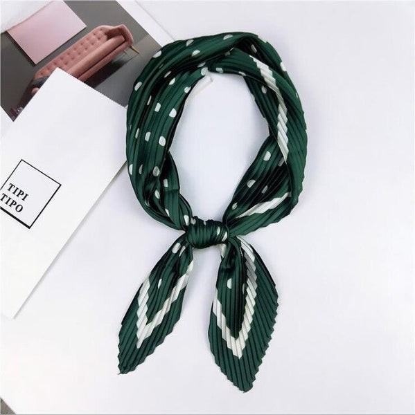 Pleated small square scarf Wrinkled silk headscarf print Foulard female square wrinkle scarf small wrinkled decorative headscarf