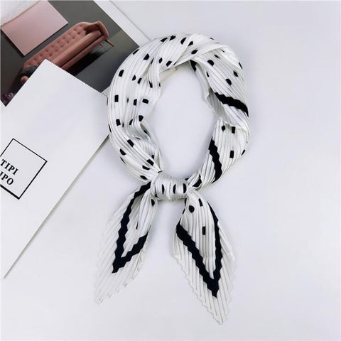 Pleated small square scarf Wrinkled silk headscarf print Foulard female square wrinkle scarf small wrinkled decorative headscarf
