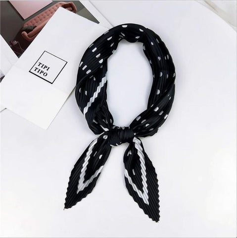 Pleated small square scarf Wrinkled silk headscarf print Foulard female square wrinkle scarf small wrinkled decorative headscarf