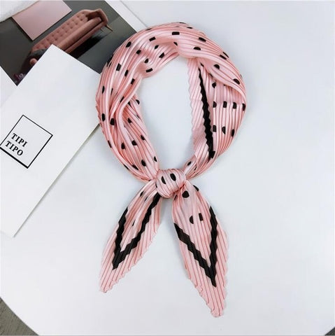 Pleated small square scarf Wrinkled silk headscarf print Foulard female square wrinkle scarf small wrinkled decorative headscarf