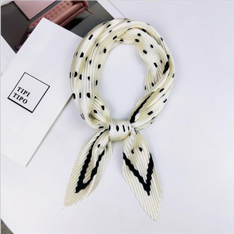 Pleated small square scarf Wrinkled silk headscarf print Foulard female square wrinkle scarf small wrinkled decorative headscarf