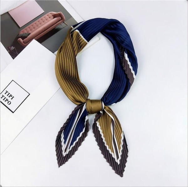 Pleated small square scarf Wrinkled silk headscarf print Foulard female square wrinkle scarf small wrinkled decorative headscarf - THE PLACE TO BE !!