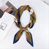 Pleated small square scarf Wrinkled silk headscarf print Foulard female square wrinkle scarf small wrinkled decorative headscarf - THE PLACE TO BE !!