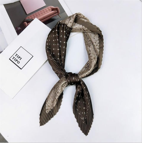 Pleated small square scarf Wrinkled silk headscarf print Foulard female square wrinkle scarf small wrinkled decorative headscarf