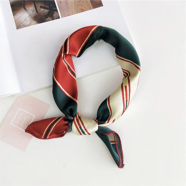Small Scarf Soft Hair Tie Band Decorative Multifunctional Head Scarf Multicolor Stripe Print Kerchief Neck
