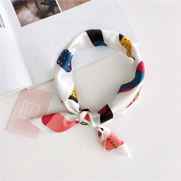 Small Scarf Soft Hair Tie Band Decorative Multifunctional Head Scarf Multicolor Stripe Print Kerchief Neck