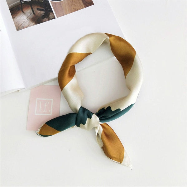 Small Scarf Soft Hair Tie Band Decorative Multifunctional Head Scarf Multicolor Stripe Print Kerchief Neck