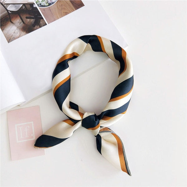 Small Scarf Soft Hair Tie Band Decorative Multifunctional Head Scarf Multicolor Stripe Print Kerchief Neck