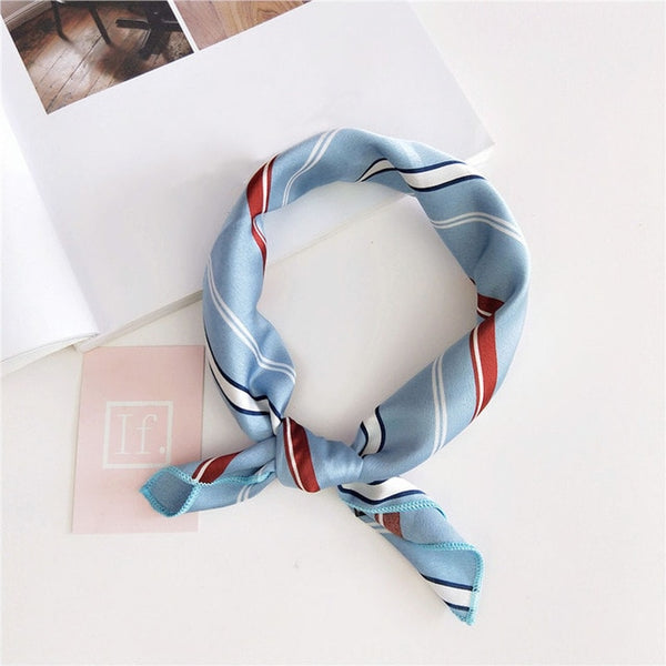 Small Scarf Soft Hair Tie Band Decorative Multifunctional Head Scarf Multicolor Stripe Print Kerchief Neck