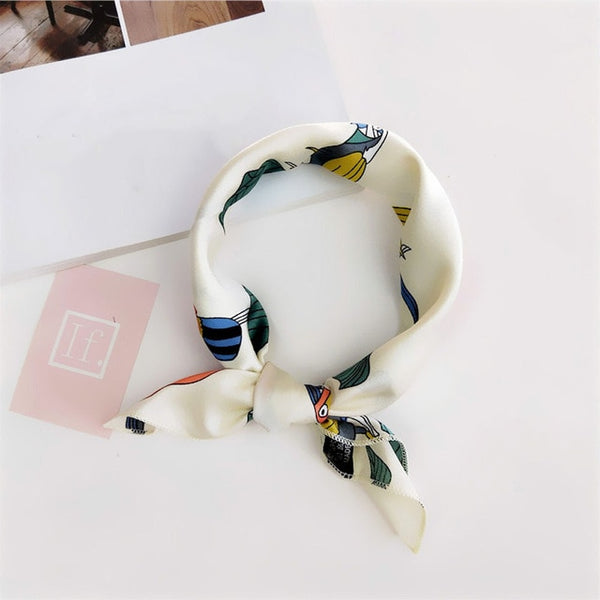 Small Scarf Soft Hair Tie Band Decorative Multifunctional Head Scarf Multicolor Stripe Print Kerchief Neck
