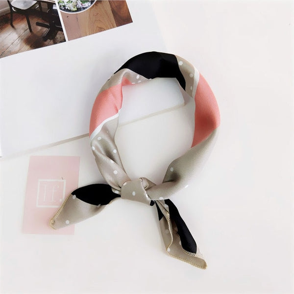 Small Scarf Soft Hair Tie Band Decorative Multifunctional Head Scarf Multicolor Stripe Print Kerchief Neck