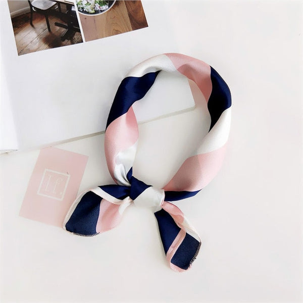 Small Scarf Soft Hair Tie Band Decorative Multifunctional Head Scarf Multicolor Stripe Print Kerchief Neck