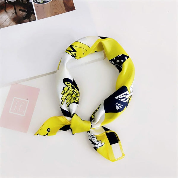 Small Scarf Soft Hair Tie Band Decorative Multifunctional Head Scarf Multicolor Stripe Print Kerchief Neck