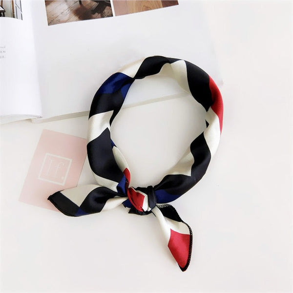 Small Scarf Soft Hair Tie Band Decorative Multifunctional Head Scarf Multicolor Stripe Print Kerchief Neck