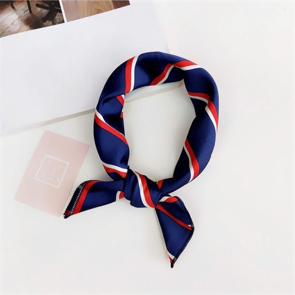 Small Scarf Soft Hair Tie Band Decorative Multifunctional Head Scarf Multicolor Stripe Print Kerchief Neck