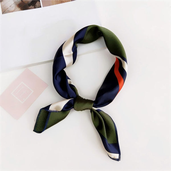 Small Scarf Soft Hair Tie Band Decorative Multifunctional Head Scarf Multicolor Stripe Print Kerchief Neck