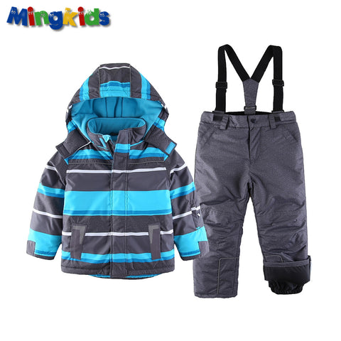 Mingkids Snowsuit toddler Boy Ski set Outdoor Winter Warm Snow Suit hooded waterproof windproof padded European Size - THE PLACE TO BE !!