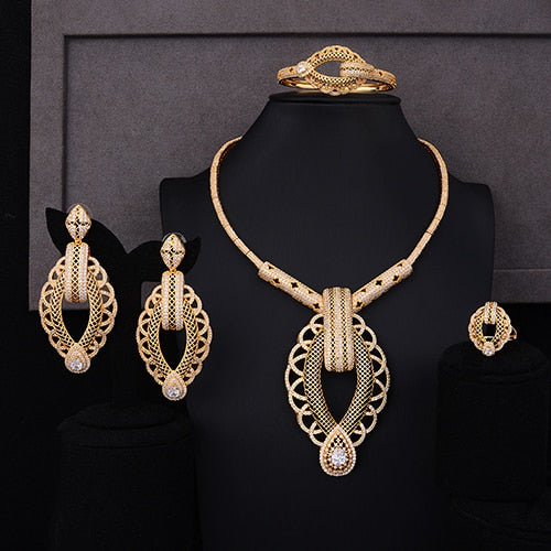 GODKI Luxury Party Square 4PCS Nigerian Jewelry Set For Women Wedding Zircon Indian African Bridal Jewelry Set 2018