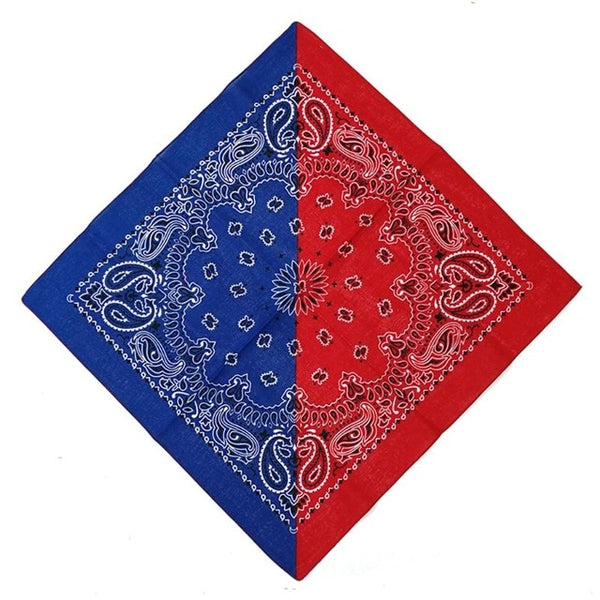 Bohemian Paisley Floral Double Color Block 50x50CM Unisex Cotton Pocket Square Scarf Headband Bandana Hip-Hop Wristband Neck Tie
