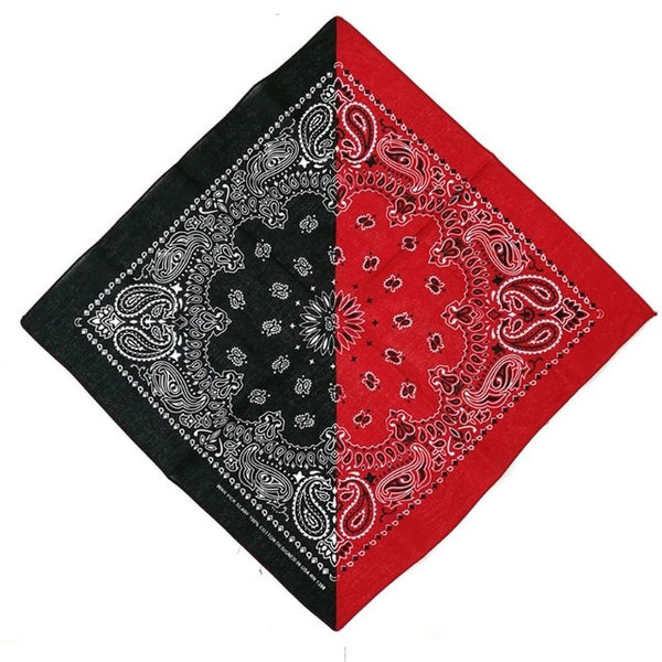 Bohemian Paisley Floral Double Color Block 50x50CM Unisex Cotton Pocket Square Scarf Headband Bandana Hip-Hop Wristband Neck Tie