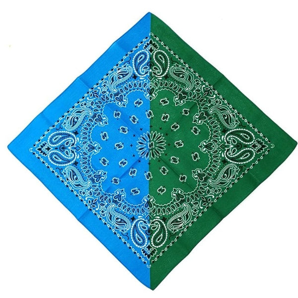 Bohemian Paisley Floral Double Color Block 50x50CM Unisex Cotton Pocket Square Scarf Headband Bandana Hip-Hop Wristband Neck Tie