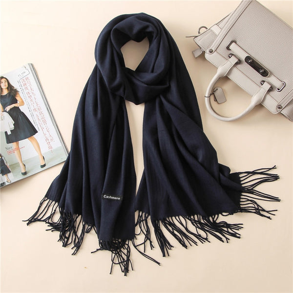 2019 Fashion Women Cashmere Solid Scarf Summer Thin Pashmina Shawls and Wraps Long Soft Female Foulard Hijab Stoles Head Scarves
