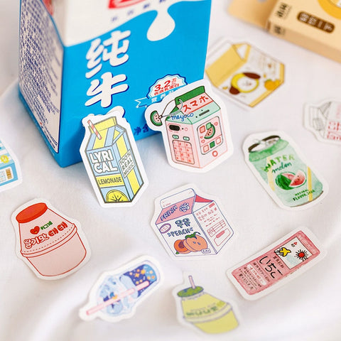 50Pcs Cute Plant Stationery Stickers Kawaii Drink Stickers Paper Adhesive Stickers For Kids DIY Scrapbooking Diary Photos Albums