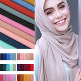 women plain bubble chiffon scarf hijab wrap printe solid color shawls headband muslim hijabs scarves/scarf 47 colors - THE PLACE TO BE !!