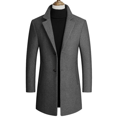 2019 Autumn New Casual Long Erkek Mont Kaban Single Breasted Black Gray Color Winter Long Coat Men